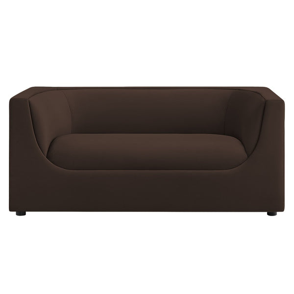Modway Furniture Hilda Sculptural Performance Velvet Loveseat with Curved Wraparound Back for Modern Living Chocolate Brown EEI-7565-CHB