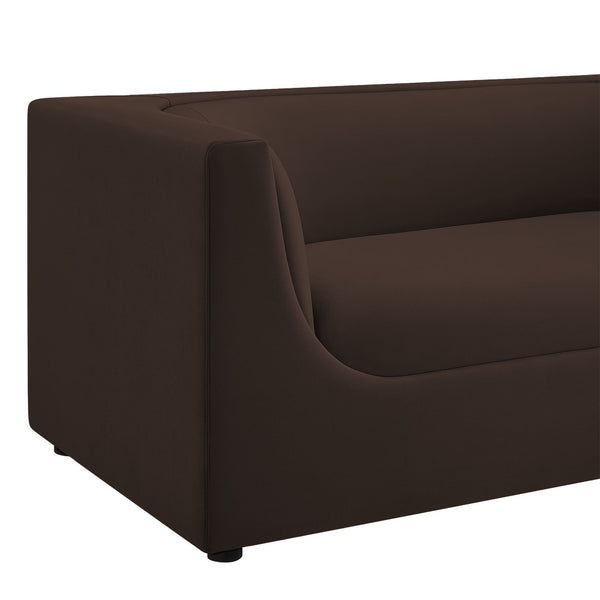 Modway Furniture Hilda Sculptural Performance Velvet Loveseat with Curved Wraparound Back for Modern Living Chocolate Brown EEI-7565-CHB