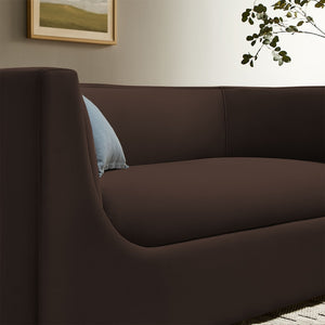 Modway Furniture Hilda Sculptural Performance Velvet Loveseat with Curved Wraparound Back for Modern Living Chocolate Brown EEI-7565-CHB