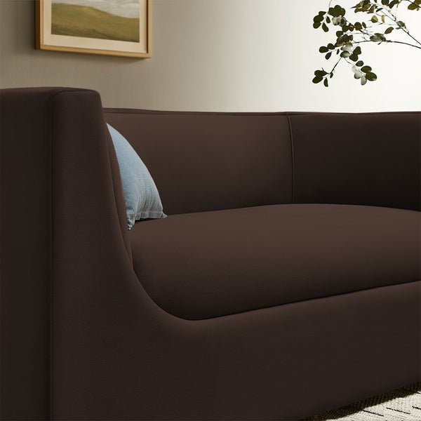 Modway Furniture Hilda Sculptural Performance Velvet Loveseat with Curved Wraparound Back for Modern Living Chocolate Brown EEI-7565-CHB