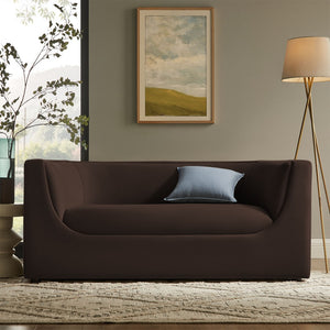 Modway Furniture Hilda Sculptural Performance Velvet Loveseat with Curved Wraparound Back for Modern Living Chocolate Brown EEI-7565-CHB