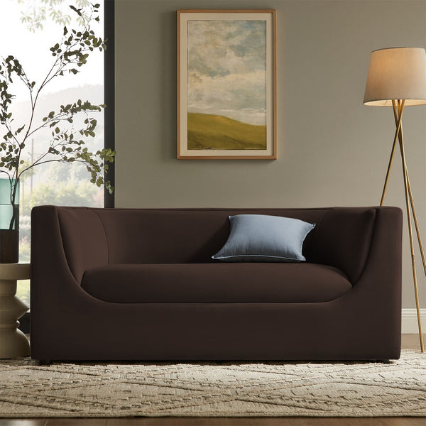 Modway Furniture Hilda Sculptural Performance Velvet Loveseat with Curved Wraparound Back for Modern Living Chocolate Brown EEI-7565-CHB