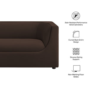 Modway Furniture Hilda Sculptural Performance Velvet Loveseat with Curved Wraparound Back for Modern Living Chocolate Brown EEI-7565-CHB