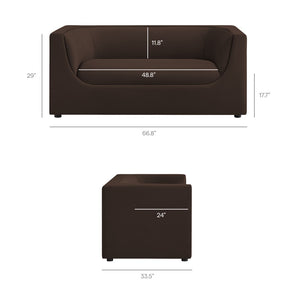 Modway Furniture Hilda Sculptural Performance Velvet Loveseat with Curved Wraparound Back for Modern Living Chocolate Brown EEI-7565-CHB