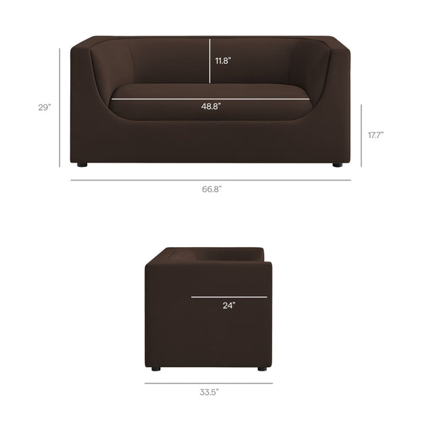 Modway Furniture Hilda Sculptural Performance Velvet Loveseat with Curved Wraparound Back for Modern Living Chocolate Brown EEI-7565-CHB