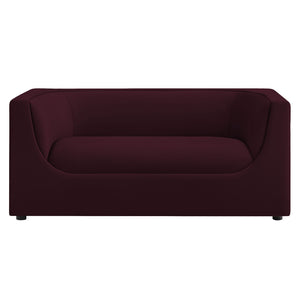 Modway Furniture Hilda Sculptural Performance Velvet Loveseat with Curved Wraparound Back for Modern Living Mulberry EEI-7565-MUL