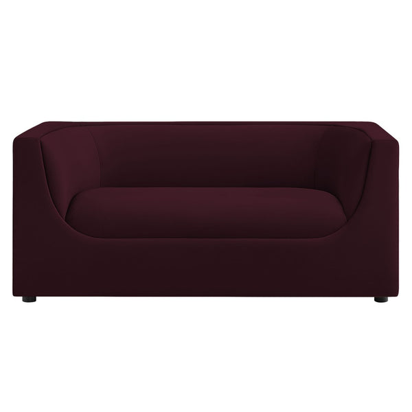 Modway Furniture Hilda Sculptural Performance Velvet Loveseat with Curved Wraparound Back for Modern Living Mulberry EEI-7565-MUL