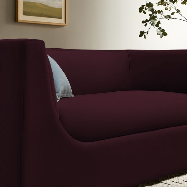Modway Furniture Hilda Sculptural Performance Velvet Loveseat with Curved Wraparound Back for Modern Living Mulberry EEI-7565-MUL