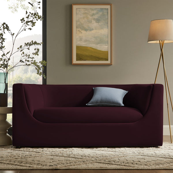Modway Furniture Hilda Sculptural Performance Velvet Loveseat with Curved Wraparound Back for Modern Living Mulberry EEI-7565-MUL