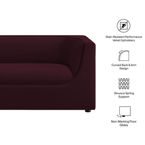 Modway Furniture Hilda Sculptural Performance Velvet Loveseat with Curved Wraparound Back for Modern Living Mulberry EEI-7565-MUL