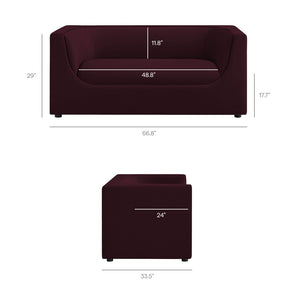 Modway Furniture Hilda Sculptural Performance Velvet Loveseat with Curved Wraparound Back for Modern Living Mulberry EEI-7565-MUL