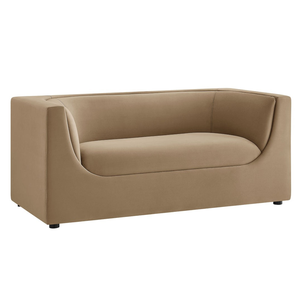 Modway Furniture Hilda Sculptural Performance Velvet Loveseat with Curved Wraparound Back for Modern Living Taupe EEI-7565-TAU
