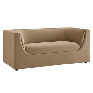 Modway Furniture Hilda Sculptural Performance Velvet Loveseat with Curved Wraparound Back for Modern Living Taupe EEI-7565-TAU