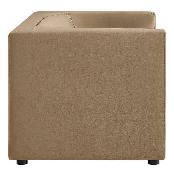 Modway Furniture Hilda Sculptural Performance Velvet Loveseat with Curved Wraparound Back for Modern Living Taupe EEI-7565-TAU