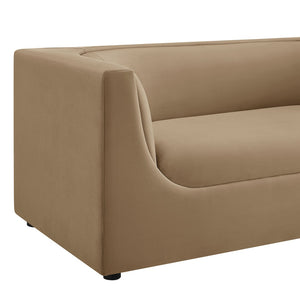 Modway Furniture Hilda Sculptural Performance Velvet Loveseat with Curved Wraparound Back for Modern Living Taupe EEI-7565-TAU