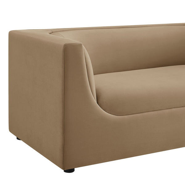 Modway Furniture Hilda Sculptural Performance Velvet Loveseat with Curved Wraparound Back for Modern Living Taupe EEI-7565-TAU