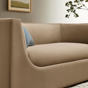 Modway Furniture Hilda Sculptural Performance Velvet Loveseat with Curved Wraparound Back for Modern Living Taupe EEI-7565-TAU