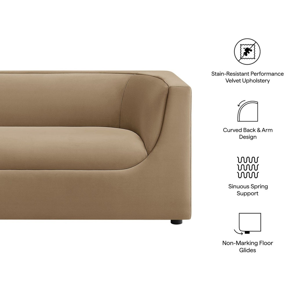 Modway Furniture Hilda Sculptural Performance Velvet Loveseat with Curved Wraparound Back for Modern Living Taupe EEI-7565-TAU