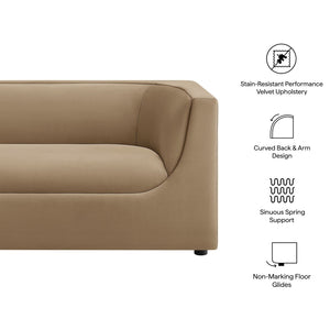 Modway Furniture Hilda Sculptural Performance Velvet Loveseat with Curved Wraparound Back for Modern Living Taupe EEI-7565-TAU
