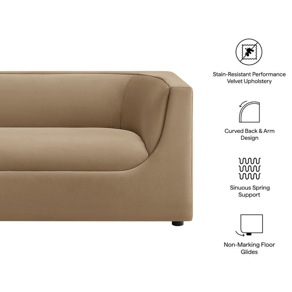 Modway Furniture Hilda Sculptural Performance Velvet Loveseat with Curved Wraparound Back for Modern Living Taupe EEI-7565-TAU
