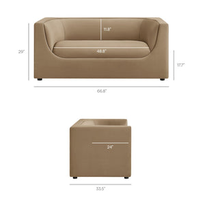 Modway Furniture Hilda Sculptural Performance Velvet Loveseat with Curved Wraparound Back for Modern Living Taupe EEI-7565-TAU