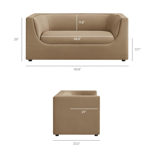 Modway Furniture Hilda Sculptural Performance Velvet Loveseat with Curved Wraparound Back for Modern Living Taupe EEI-7565-TAU