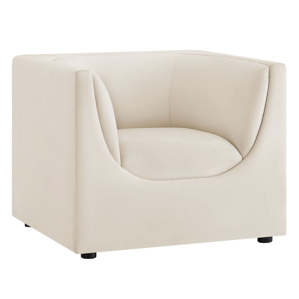 Modway Furniture Hilda Barrel Accent Chair Sculptural Velvet Lounge Seat for Contemporary Living Rooms Alabaster EEI-7566-ALA