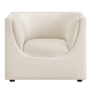 Modway Furniture Hilda Barrel Accent Chair Sculptural Velvet Lounge Seat for Contemporary Living Rooms Alabaster EEI-7566-ALA