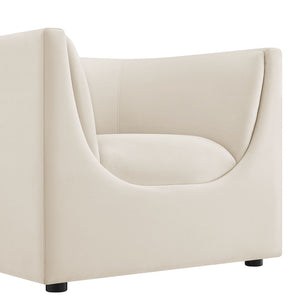 Modway Furniture Hilda Barrel Accent Chair Sculptural Velvet Lounge Seat for Contemporary Living Rooms Alabaster EEI-7566-ALA