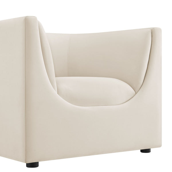 Modway Furniture Hilda Barrel Accent Chair Sculptural Velvet Lounge Seat for Contemporary Living Rooms Alabaster EEI-7566-ALA