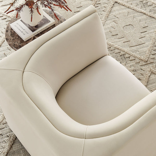 Modway Furniture Hilda Barrel Accent Chair Sculptural Velvet Lounge Seat for Contemporary Living Rooms Alabaster EEI-7566-ALA