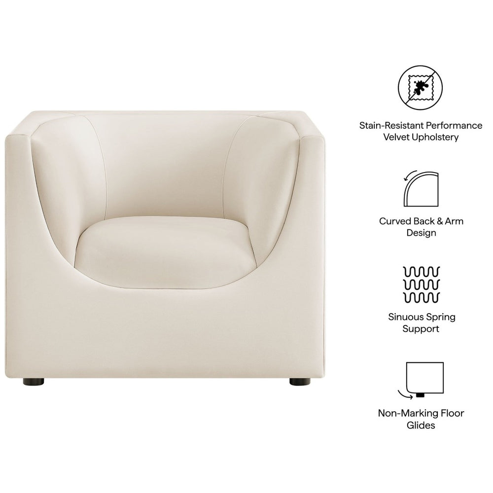 Modway Furniture Hilda Barrel Accent Chair Sculptural Velvet Lounge Seat for Contemporary Living Rooms Alabaster EEI-7566-ALA