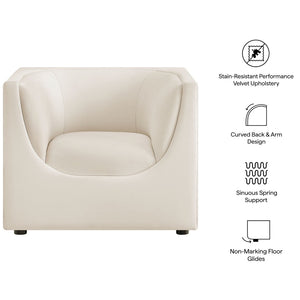 Modway Furniture Hilda Barrel Accent Chair Sculptural Velvet Lounge Seat for Contemporary Living Rooms Alabaster EEI-7566-ALA