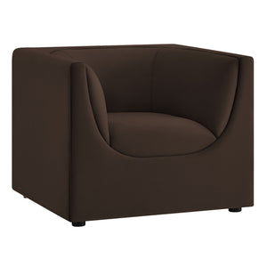 Modway Furniture Hilda Barrel Accent Chair Sculptural Velvet Lounge Seat for Contemporary Living Rooms Chocolate Brown EEI-7566-CHB