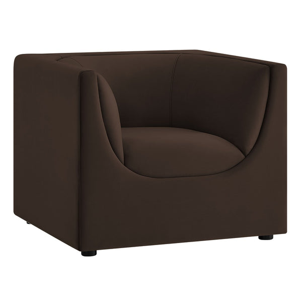 Modway Furniture Hilda Barrel Accent Chair Sculptural Velvet Lounge Seat for Contemporary Living Rooms Chocolate Brown EEI-7566-CHB