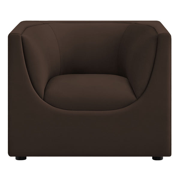 Modway Furniture Hilda Barrel Accent Chair Sculptural Velvet Lounge Seat for Contemporary Living Rooms Chocolate Brown EEI-7566-CHB