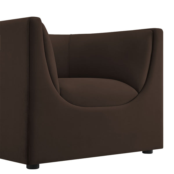 Modway Furniture Hilda Barrel Accent Chair Sculptural Velvet Lounge Seat for Contemporary Living Rooms Chocolate Brown EEI-7566-CHB