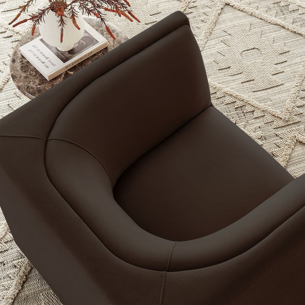 Modway Furniture Hilda Barrel Accent Chair Sculptural Velvet Lounge Seat for Contemporary Living Rooms Chocolate Brown EEI-7566-CHB