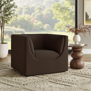 Modway Furniture Hilda Barrel Accent Chair Sculptural Velvet Lounge Seat for Contemporary Living Rooms Chocolate Brown EEI-7566-CHB