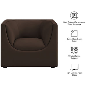 Modway Furniture Hilda Barrel Accent Chair Sculptural Velvet Lounge Seat for Contemporary Living Rooms Chocolate Brown EEI-7566-CHB