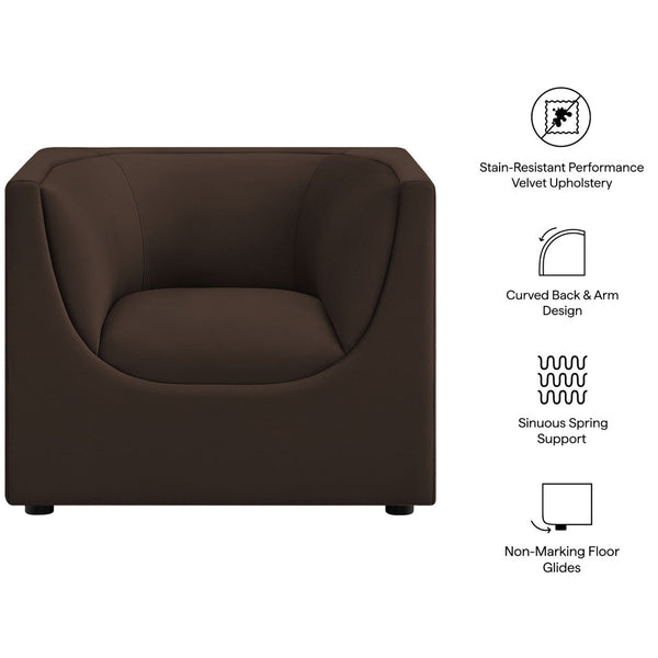 Modway Furniture Hilda Barrel Accent Chair Sculptural Velvet Lounge Seat for Contemporary Living Rooms Chocolate Brown EEI-7566-CHB