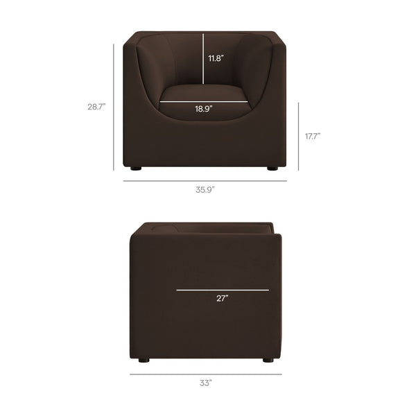 Modway Furniture Hilda Barrel Accent Chair Sculptural Velvet Lounge Seat for Contemporary Living Rooms Chocolate Brown EEI-7566-CHB