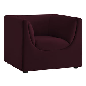 Modway Furniture Hilda Barrel Accent Chair Sculptural Velvet Lounge Seat for Contemporary Living Rooms Mulberry EEI-7566-MUL