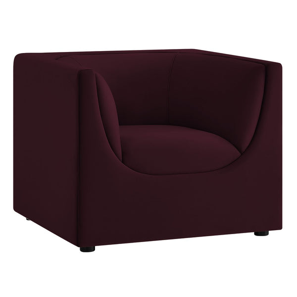 Modway Furniture Hilda Barrel Accent Chair Sculptural Velvet Lounge Seat for Contemporary Living Rooms Mulberry EEI-7566-MUL