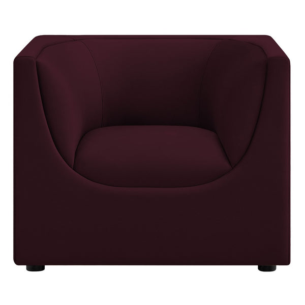 Modway Furniture Hilda Barrel Accent Chair Sculptural Velvet Lounge Seat for Contemporary Living Rooms Mulberry EEI-7566-MUL