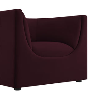 Modway Furniture Hilda Barrel Accent Chair Sculptural Velvet Lounge Seat for Contemporary Living Rooms Mulberry EEI-7566-MUL