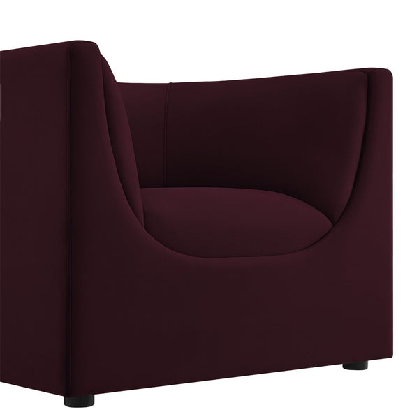 Modway Furniture Hilda Barrel Accent Chair Sculptural Velvet Lounge Seat for Contemporary Living Rooms Mulberry EEI-7566-MUL