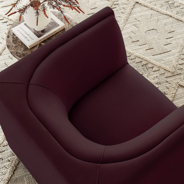 Modway Furniture Hilda Barrel Accent Chair Sculptural Velvet Lounge Seat for Contemporary Living Rooms Mulberry EEI-7566-MUL