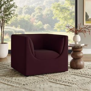 Modway Furniture Hilda Barrel Accent Chair Sculptural Velvet Lounge Seat for Contemporary Living Rooms Mulberry EEI-7566-MUL