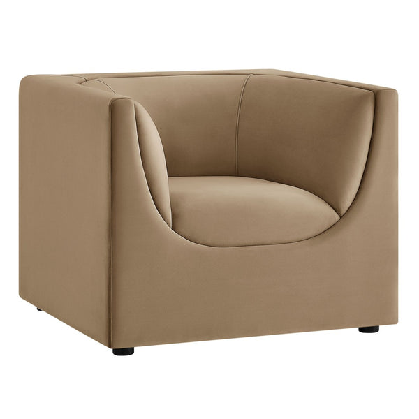 Modway Furniture Hilda Barrel Accent Chair Sculptural Velvet Lounge Seat for Contemporary Living Rooms Taupe EEI-7566-TAU